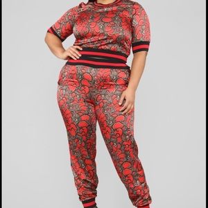 Never Worn Tiger Print Two Piece Satin Set